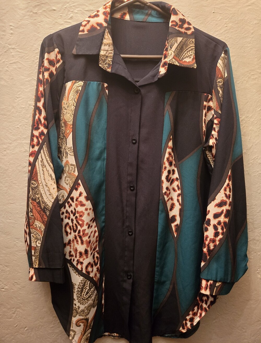Vintage Inspired Leopard Paisley  Blouse Tunic XL Plus